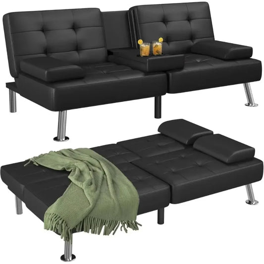 Hign Concerned Convertible Futon Sofa Bed With Cup Holders