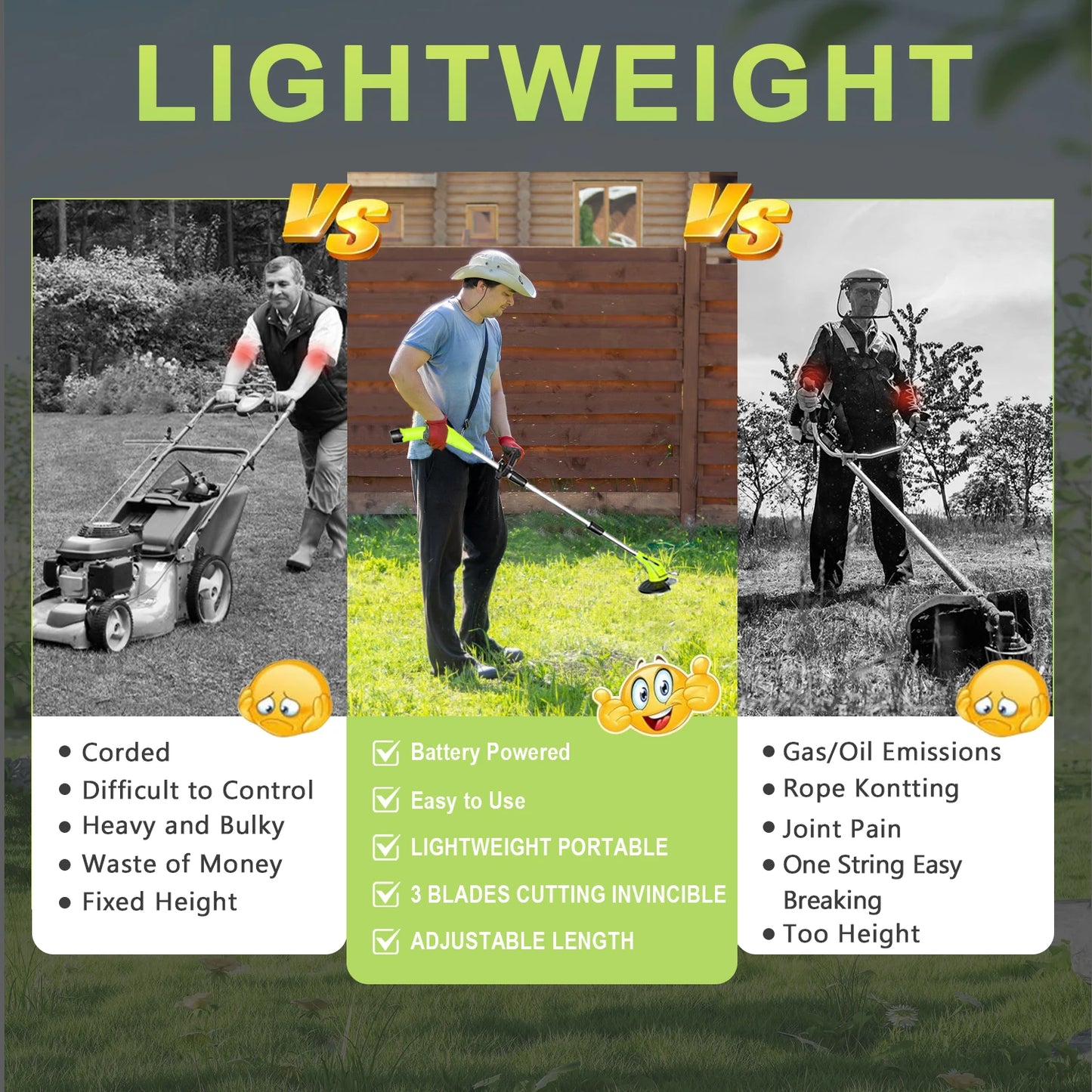 Aokia Cordless Electric Lawn Mower Telescopic Handle