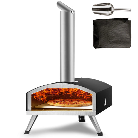 VEVOR 12inch Outdoor Oven Charcoal Fired Maker Portable Outside Stainless Steel Grill&Pizza Waterproof for Backyard Camping