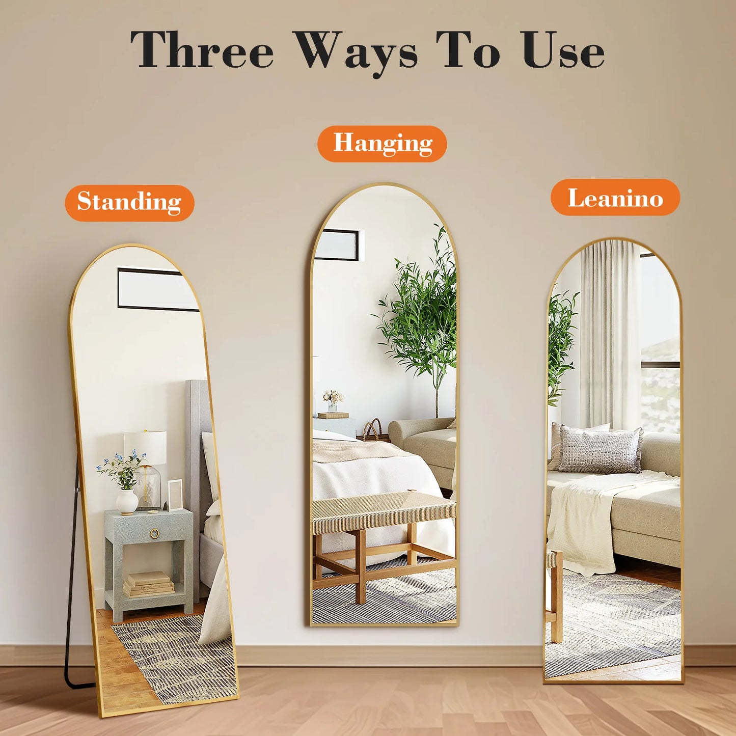 JHK Full Body Wall Mirror Aluminum Alloy Frame For Bathroom