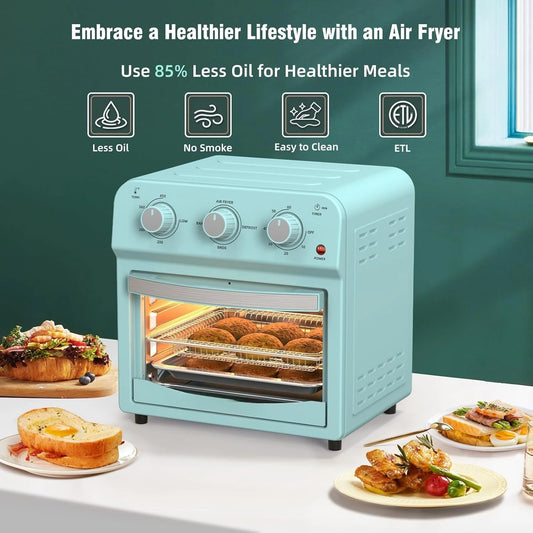 Retro Convection Oven Combo 12L Small Air Fryer Toaster Oven 4 Slice or 6 Inch Pizza Bake Toast Broil Air Fry