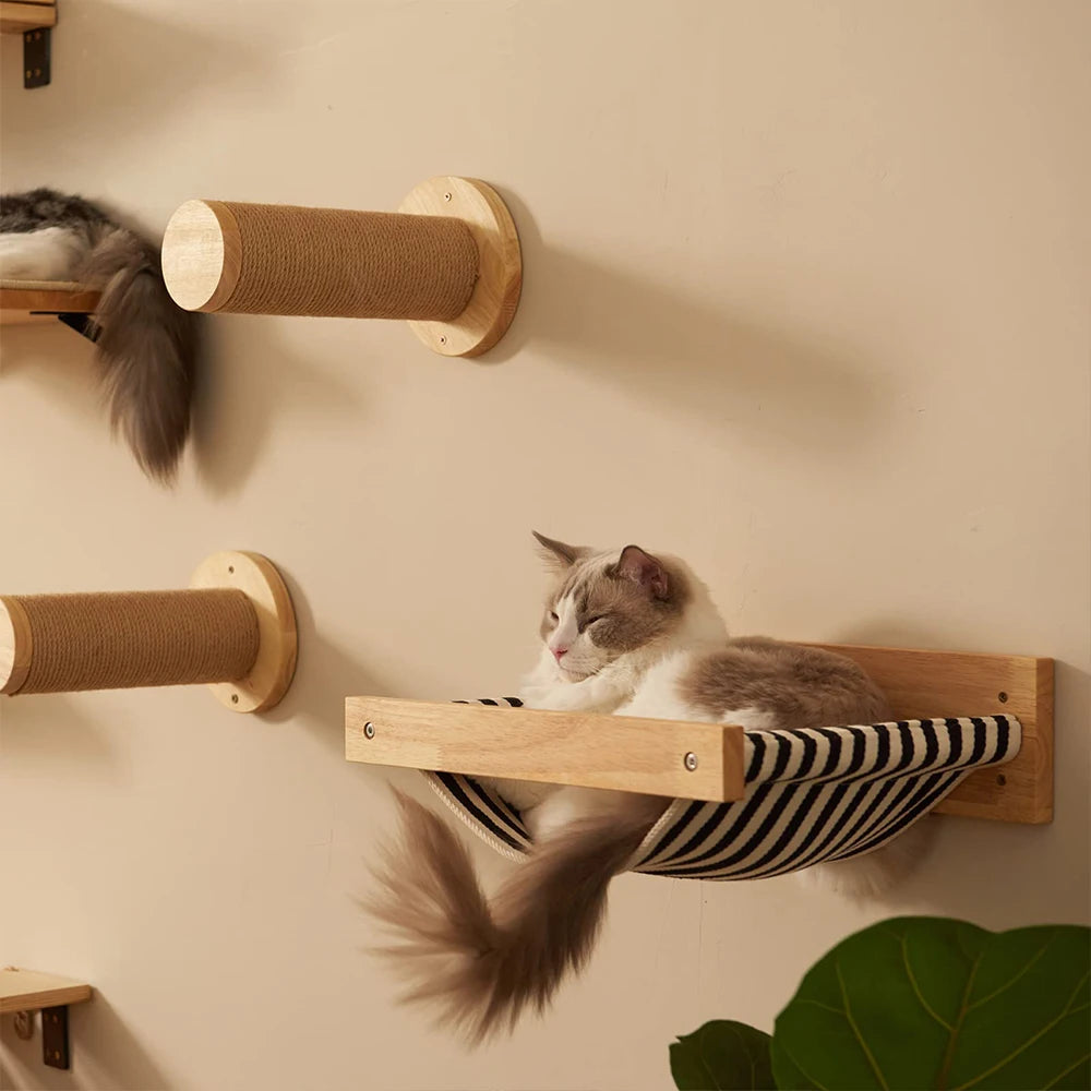 PETRAVELCN Cat Wall Mounted Hammock And Scratching Posts Set