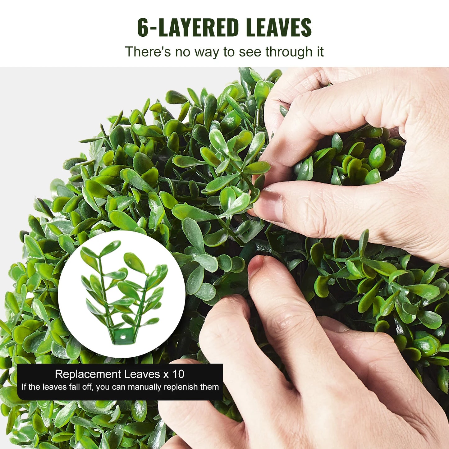 VEVOR Artificial Boxwood Topiary Tree Faux Plant with Extra Leaves Pot Small Decoration UV Rated Set for Home Decor Indoor Outdoor