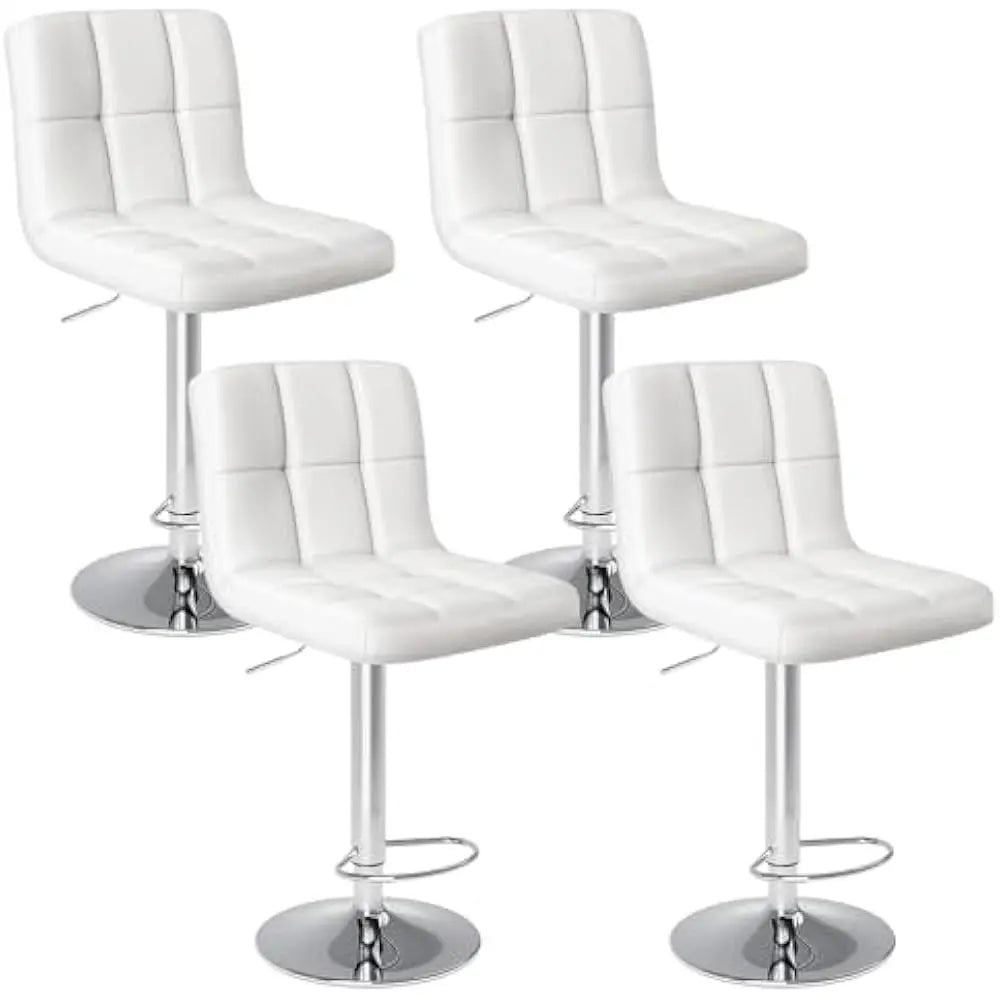 Upholstered PU Leather Saddle Bar Stools With Metal Base