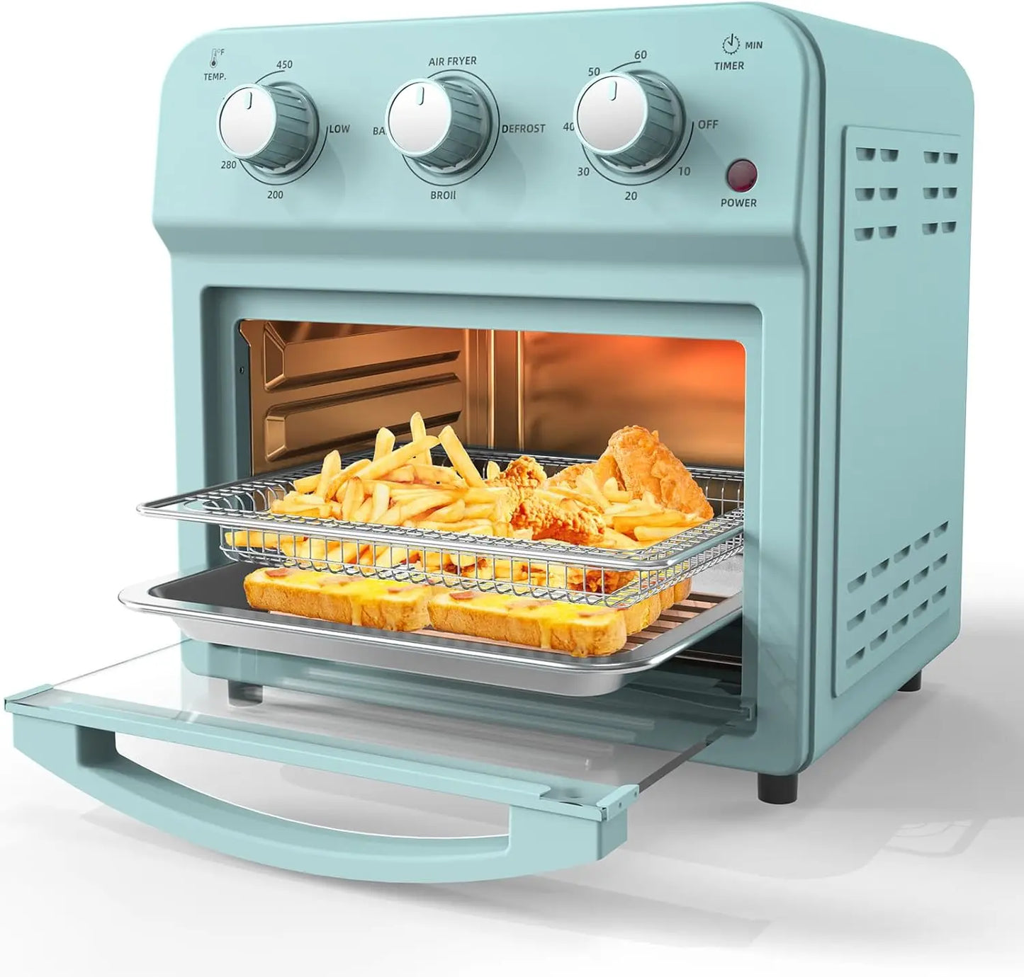 Retro Convection Oven Combo 12L Small Air Fryer Toaster Oven 4 Slice or 6 Inch Pizza Bake Toast Broil Air Fry