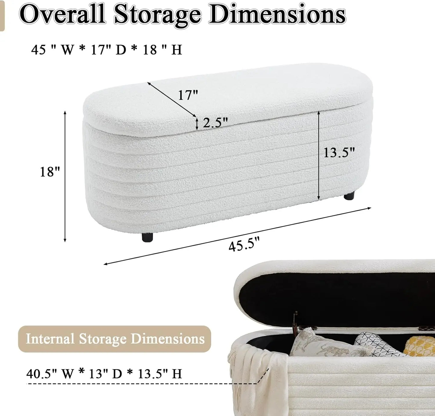 XMSJH Storage Teddy Ottoman Bench Upholstered Fabric