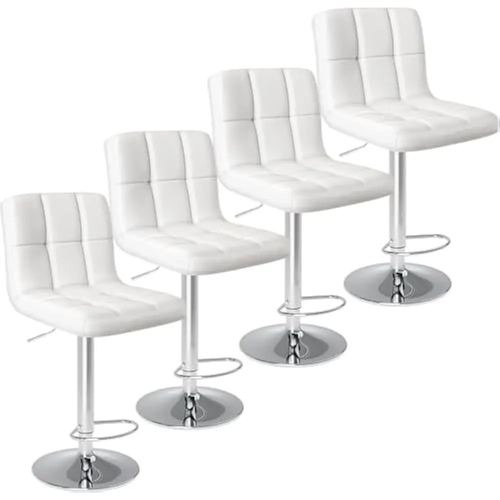 Upholstered PU Leather Saddle Bar Stools With Metal Base