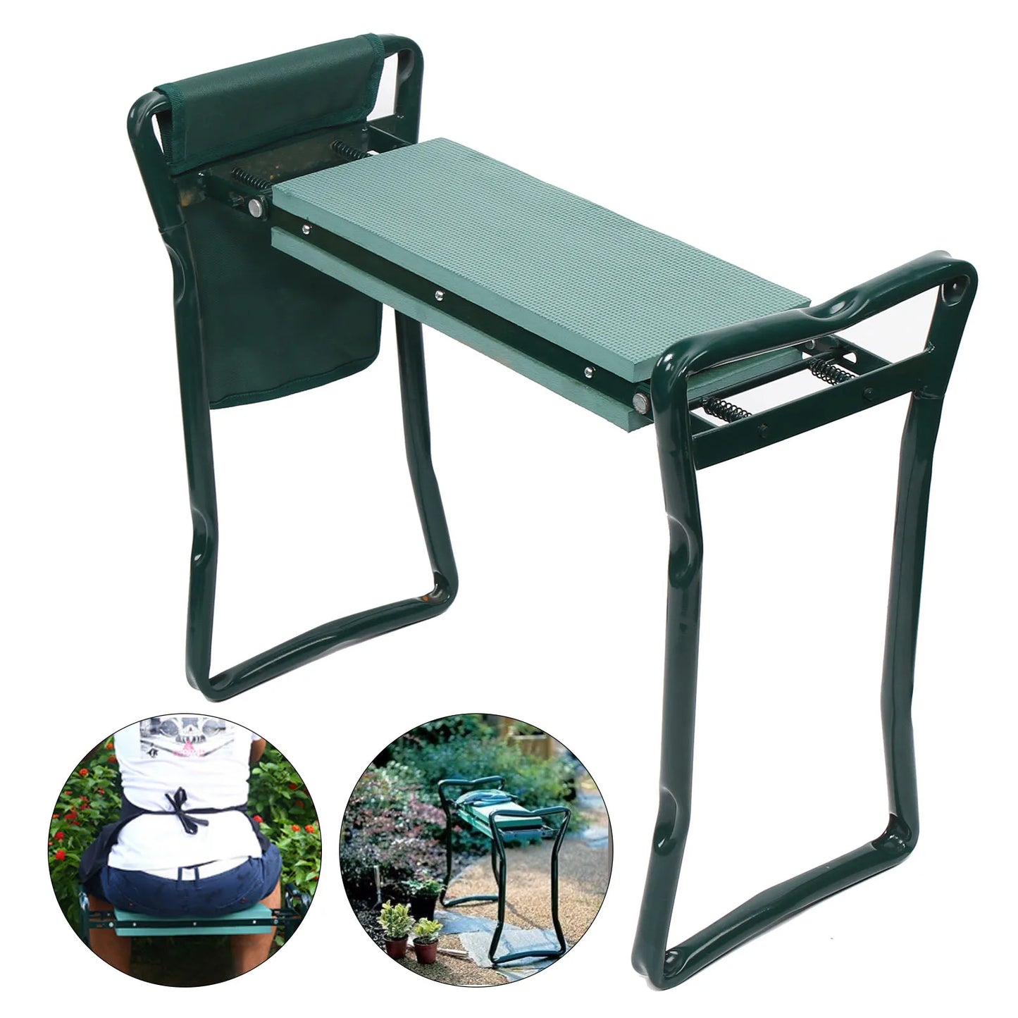 Hign Concerned Folding Garden Kneeler Bench With Tool Bag