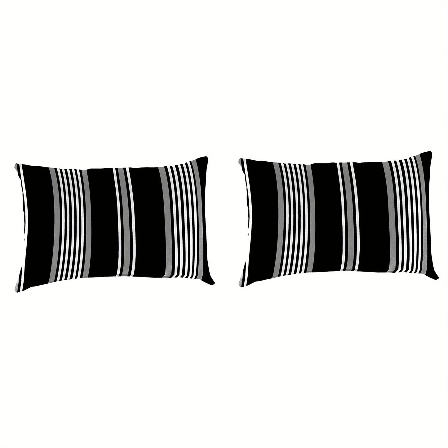 Outdoor Black Stripe Lumbar Throw Pillows Set of Two