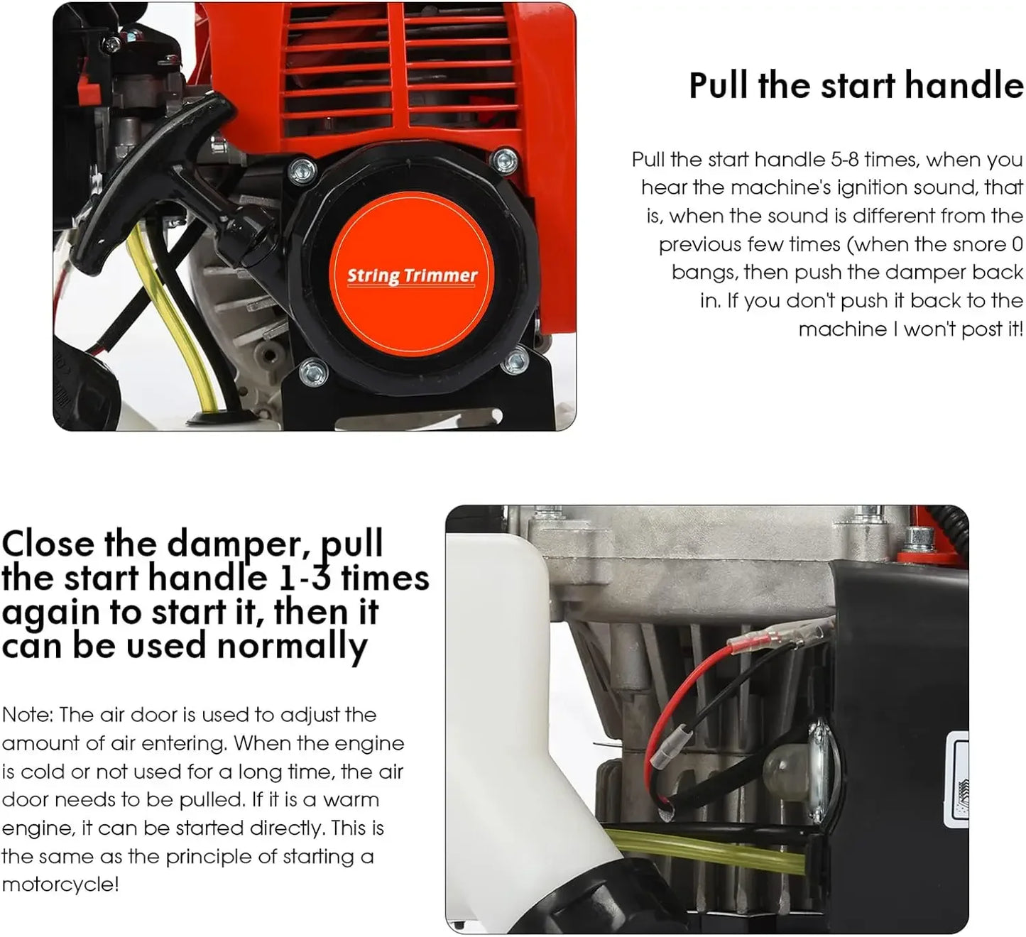 Lawn Mower 5 in 1 Weed Eater Powerful 52cc Petrol Hedge Trimmer Gas Powered Accessories Red