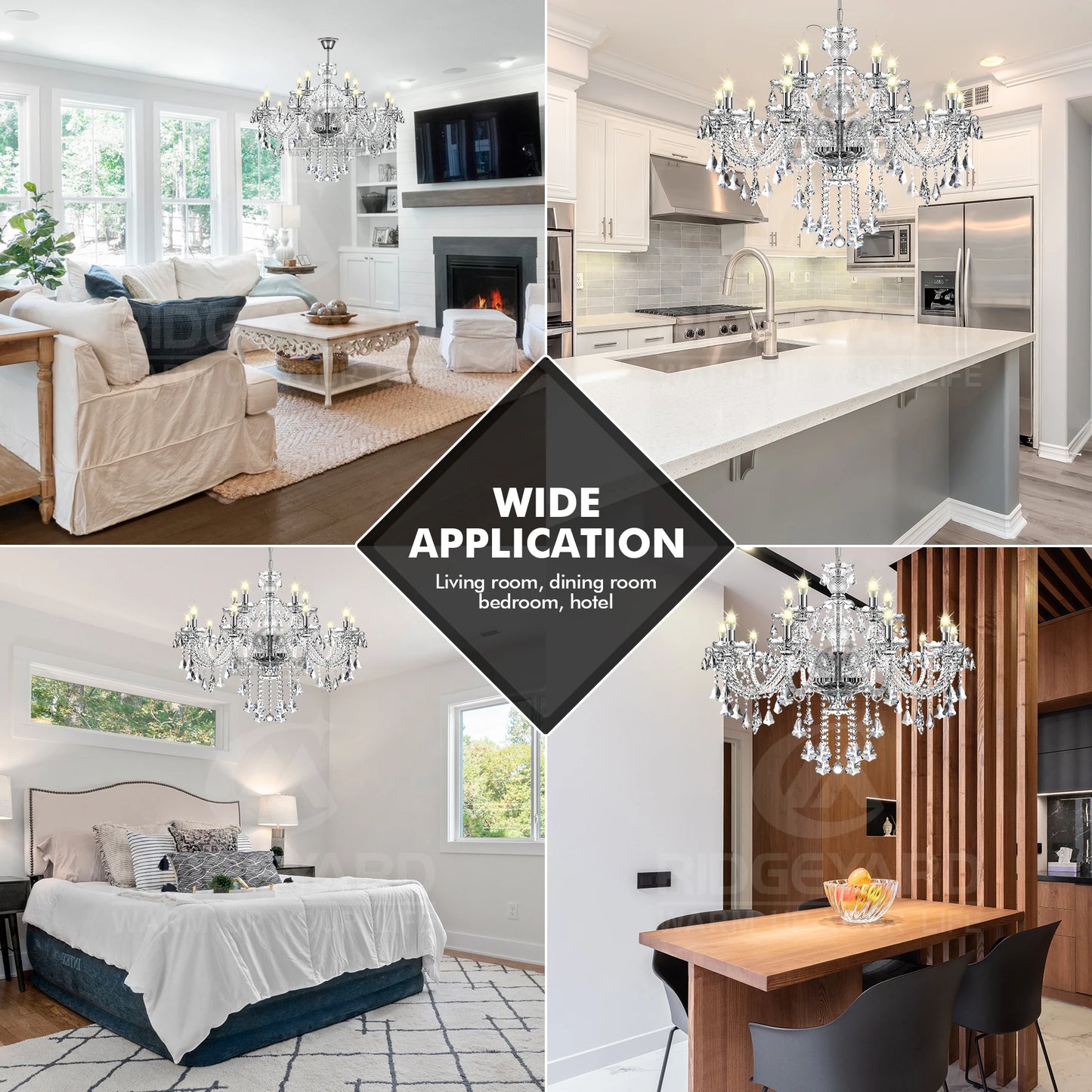 Crystal Tassels 6 Light Chandelier For Living Room
