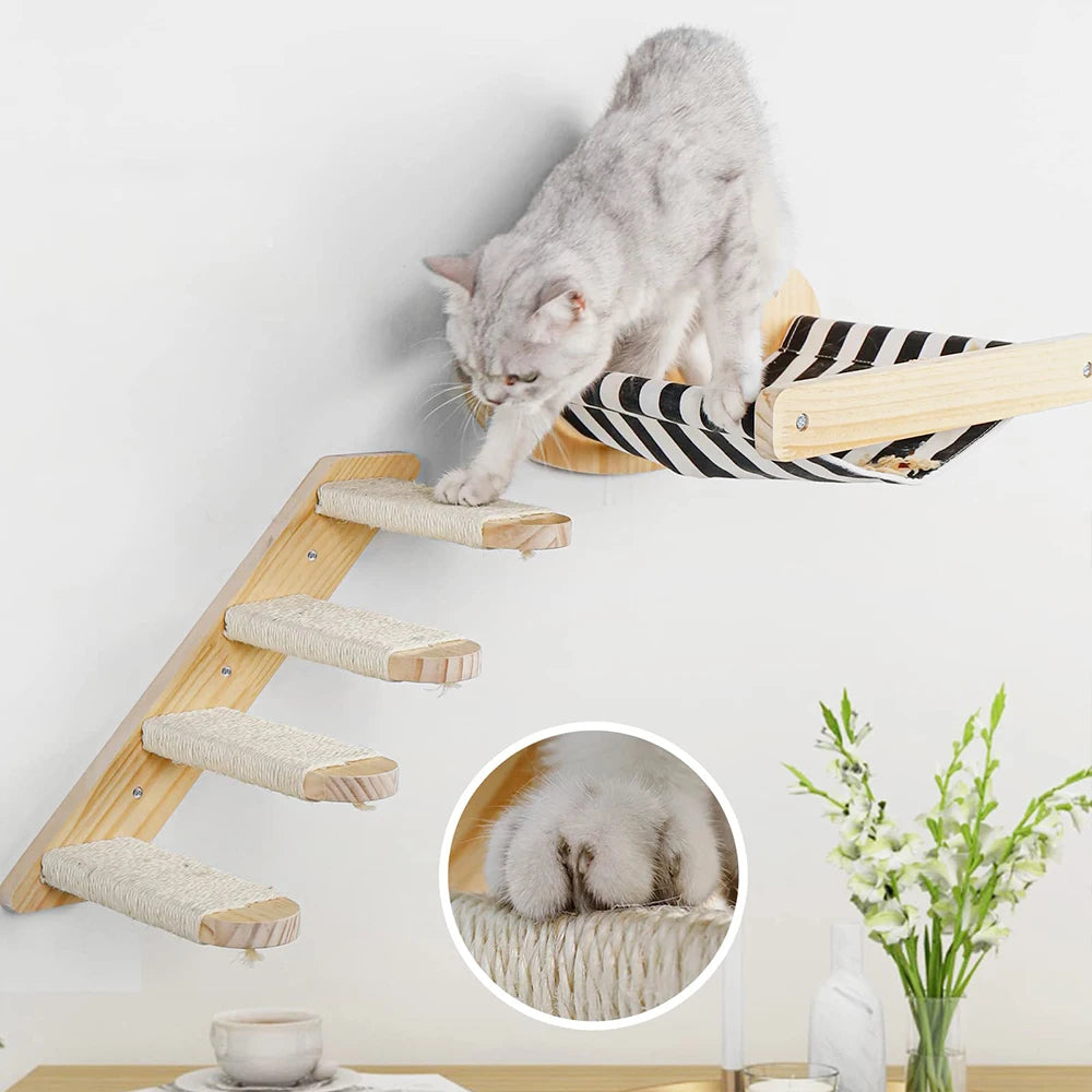 PETRAVELCN Cat Wall Mounted Hammock And Scratching Posts Set