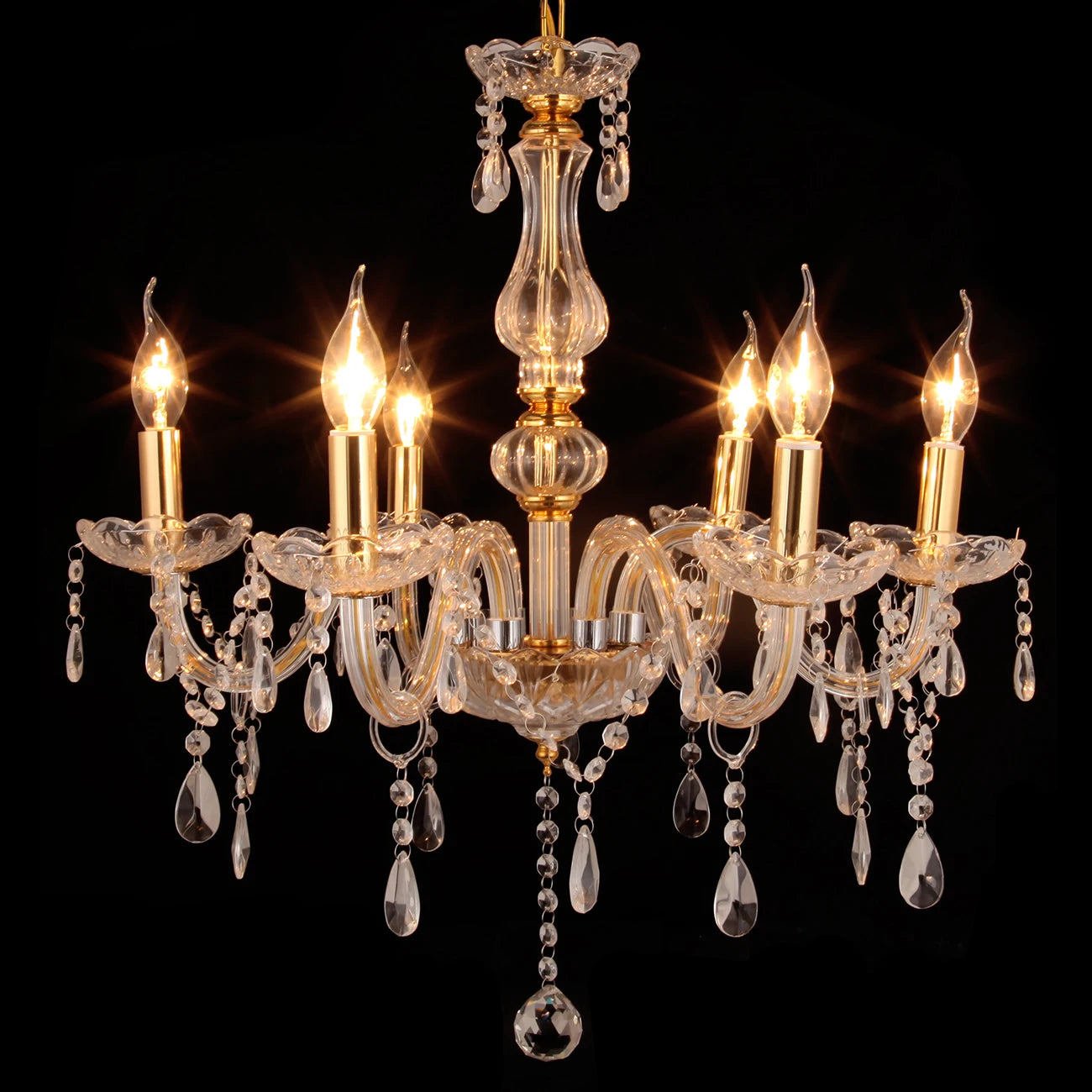 Crystal Tassels 6 Light Chandelier For Living Room