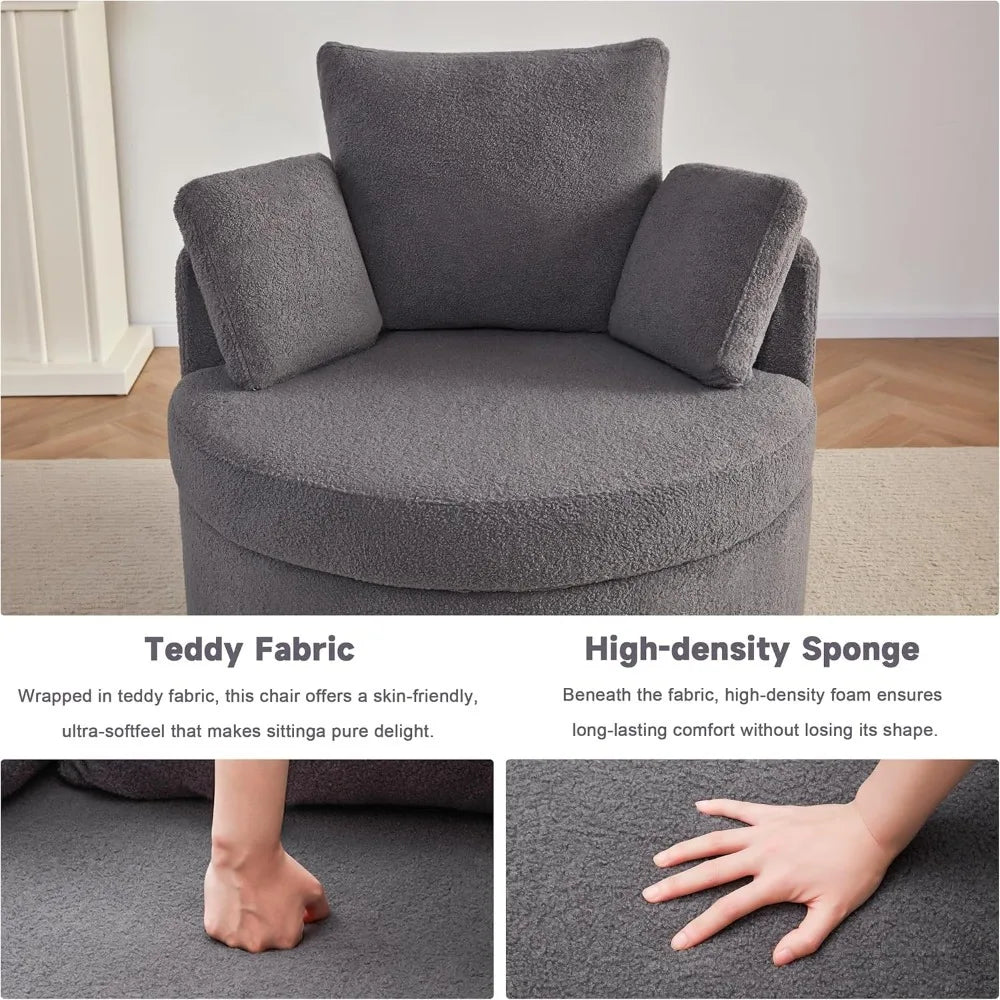 HUANZHUANG Swivel Barrel Chair With Storage And Pillows