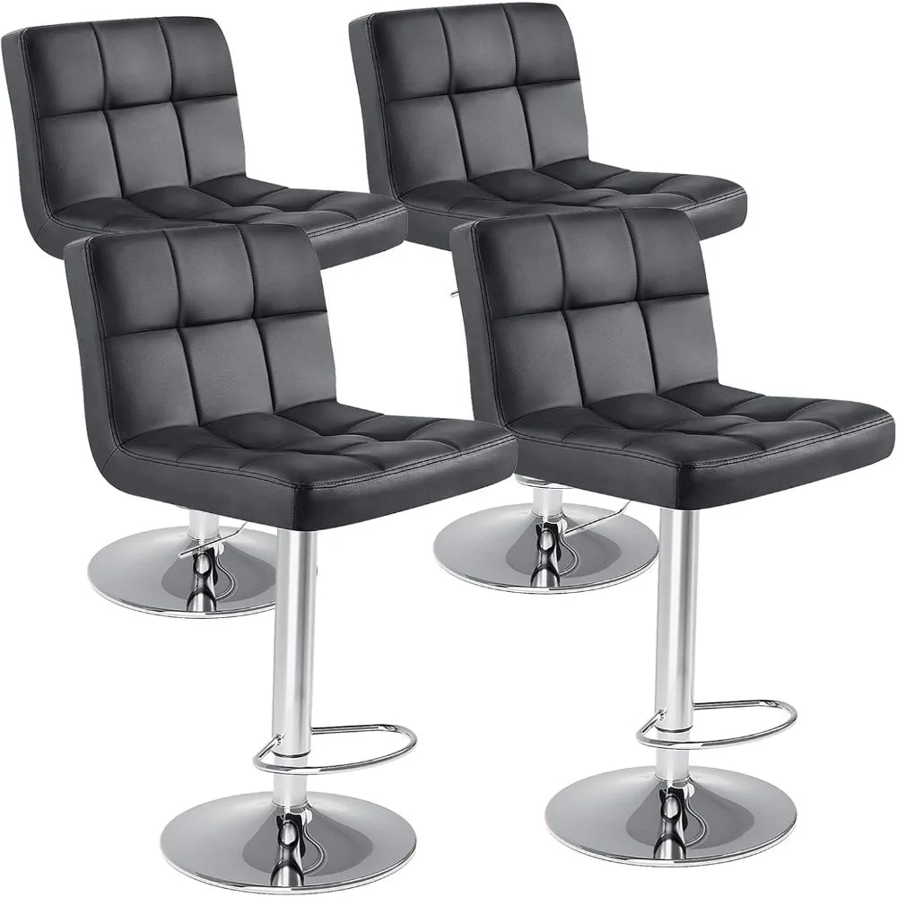 Upholstered PU Leather Saddle Bar Stools With Metal Base