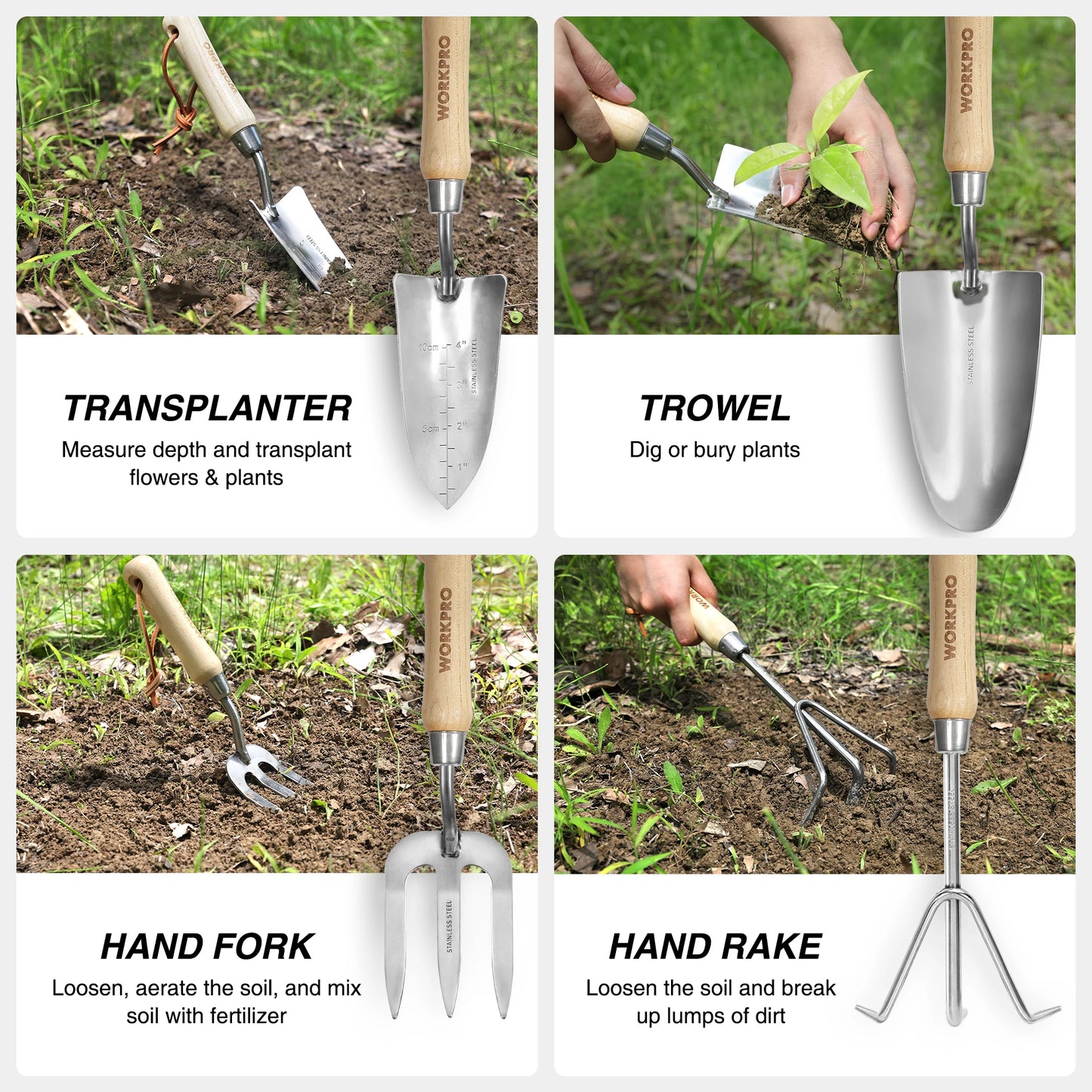WORKPRO 8 Piece Garden Tool Set with Tote and Gloves