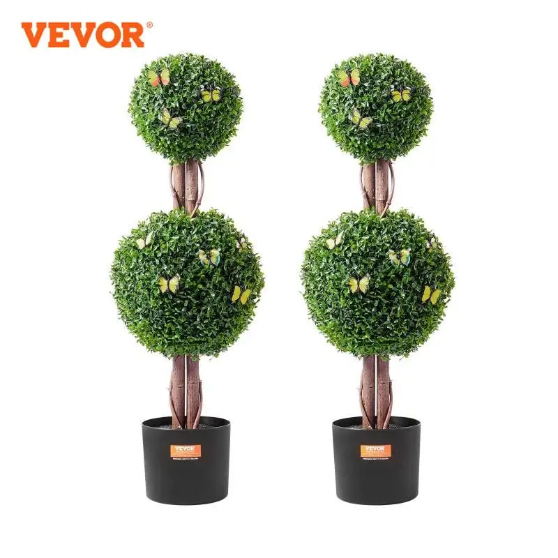VEVOR Artificial Boxwood Topiary Tree Faux Plant with Extra Leaves Pot Small Decoration UV Rated Set for Home Decor Indoor Outdoor