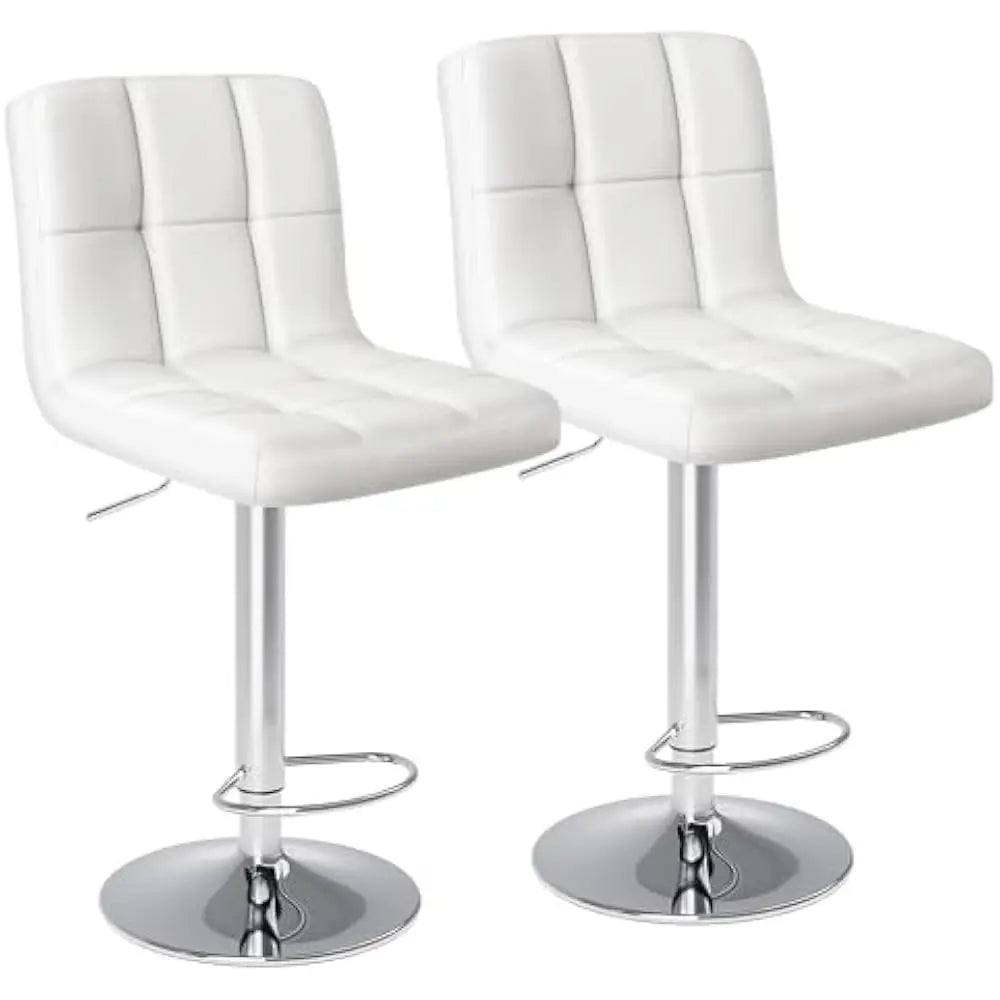 Upholstered PU Leather Saddle Bar Stools With Metal Base
