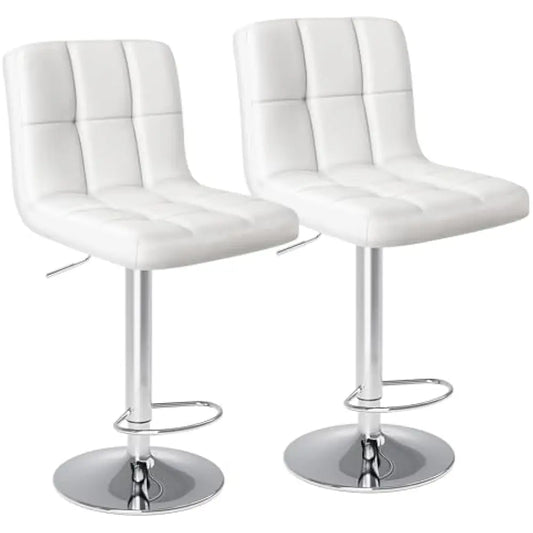 Upholstered PU Leather Saddle Bar Stools With Metal Base