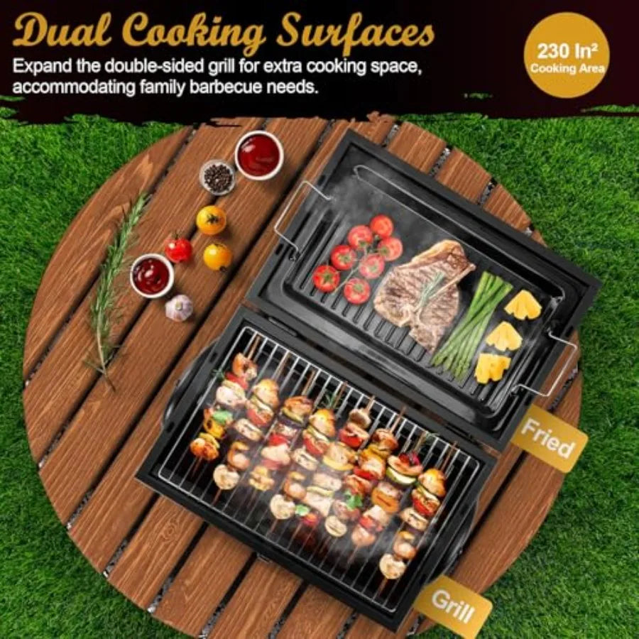 Hign Concerned Portable DoubleSided Tabletop Charcoal Grill