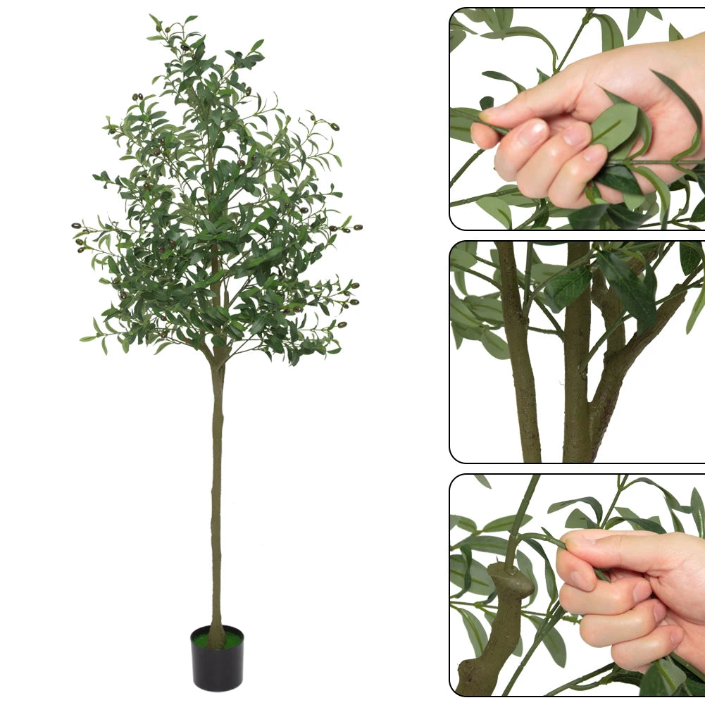 Artificial Olive Tree 5ft 6ft 7ft Tall Faux Olive Tree Indoor Outdoor Potted Plants for Home Office