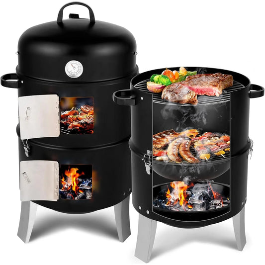 Hign Concerned Vertical Steel Charcoal Smoker Grill Cooker