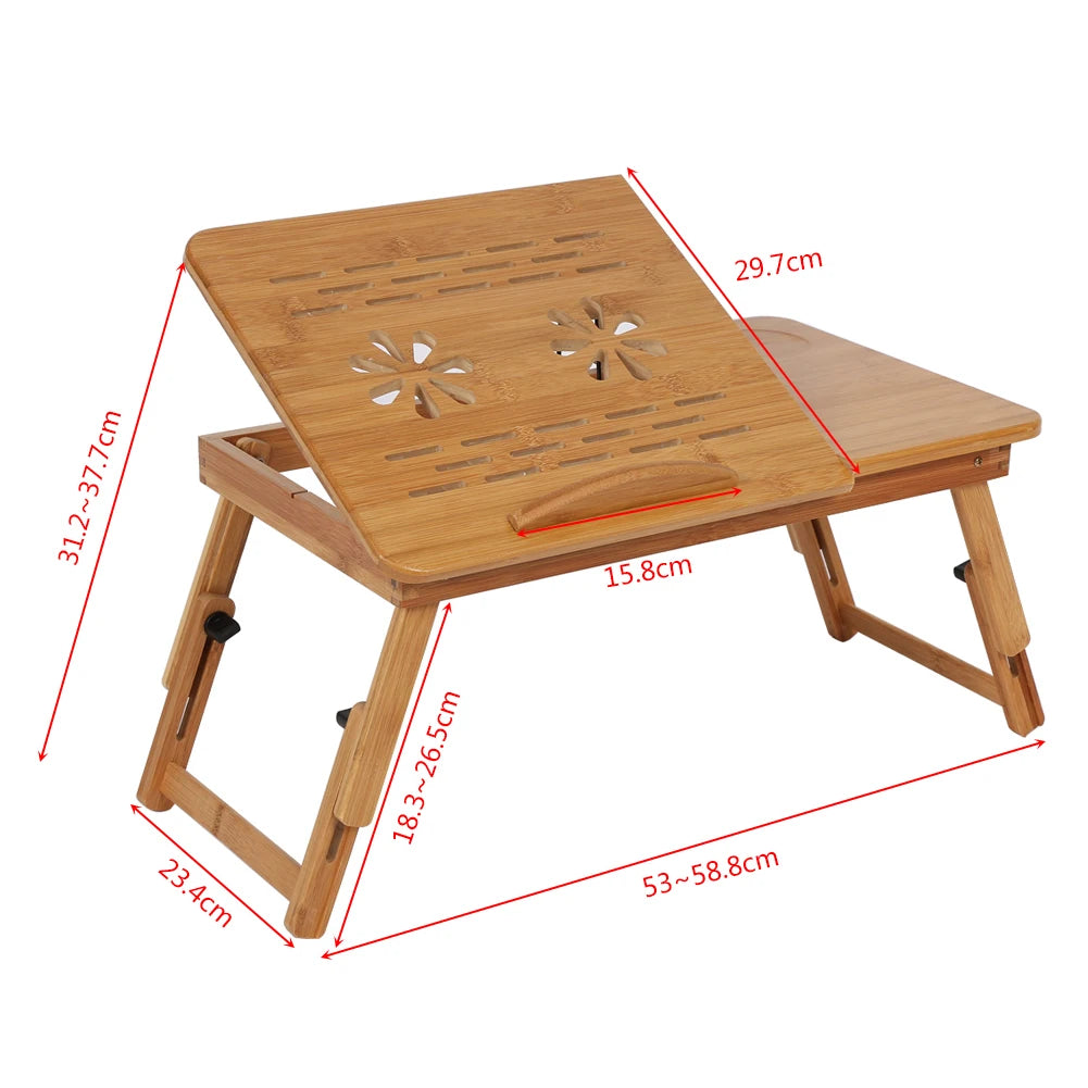 Adjustable Bamboo Laptop Bed Desk Portable Book Reading Tray Stand Dormitory Shelf