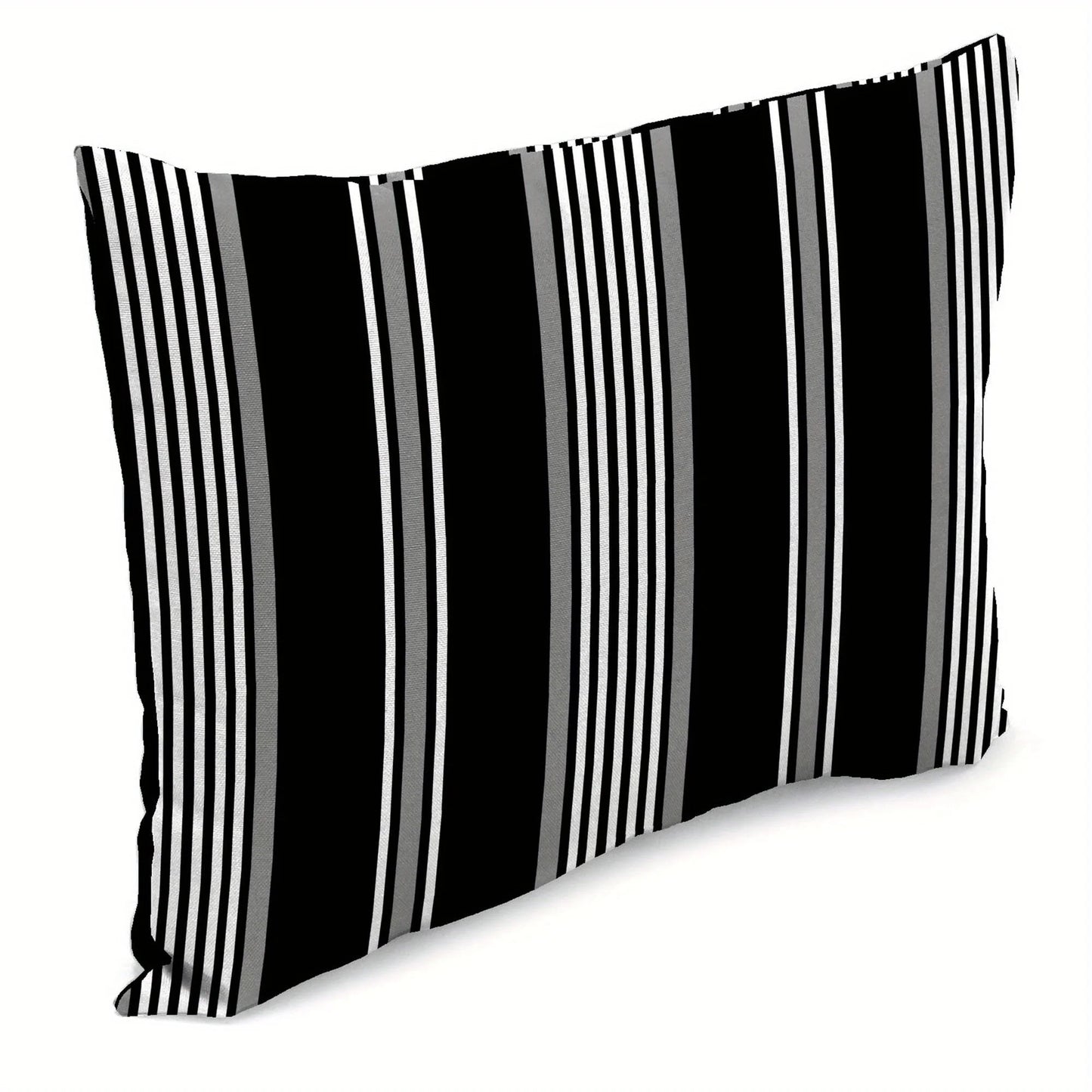 Outdoor Black Stripe Lumbar Throw Pillows Set of Two