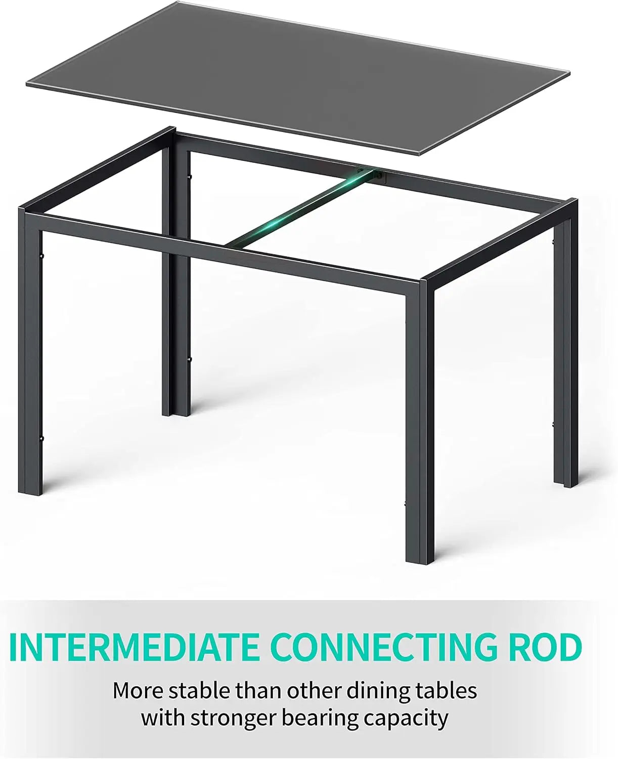 XMSJH Modern Glass Dining Table Set With PU Chairs Comfort