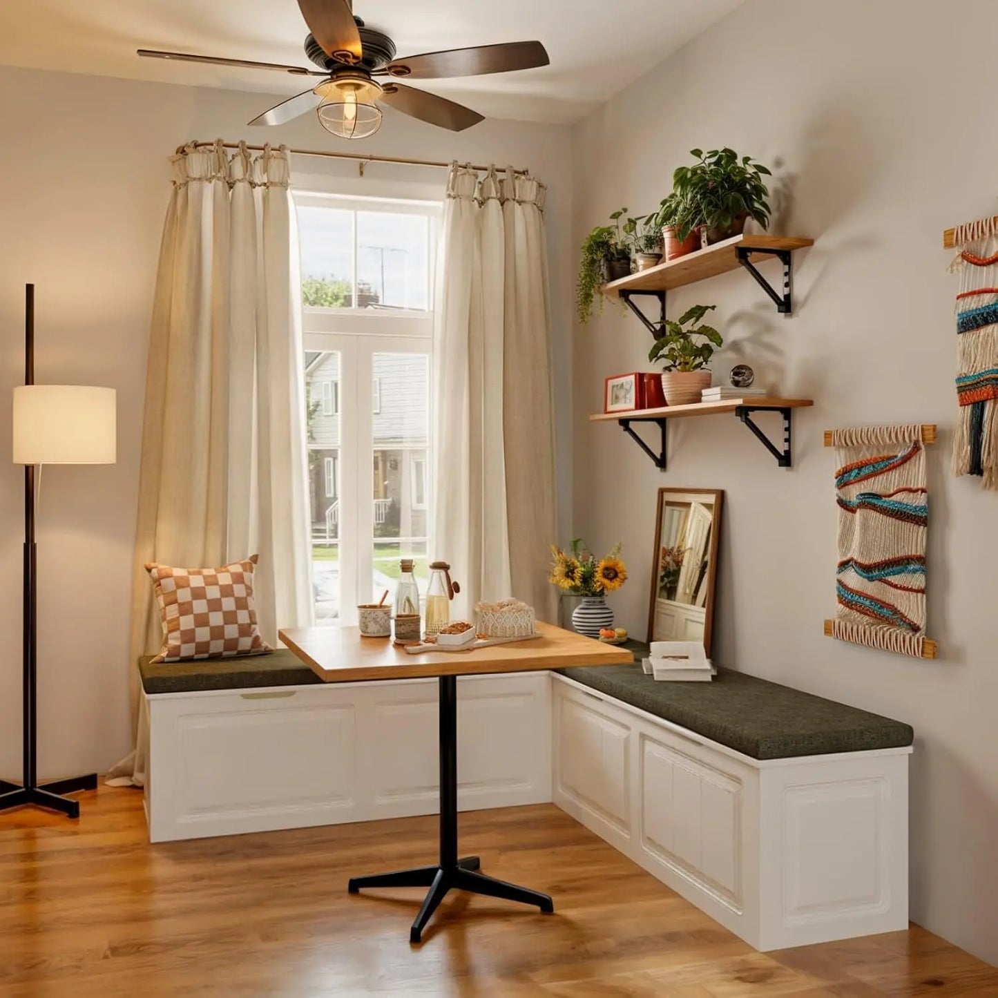 XMSJH L Shape Storage Bench Nook With Cushion Seating