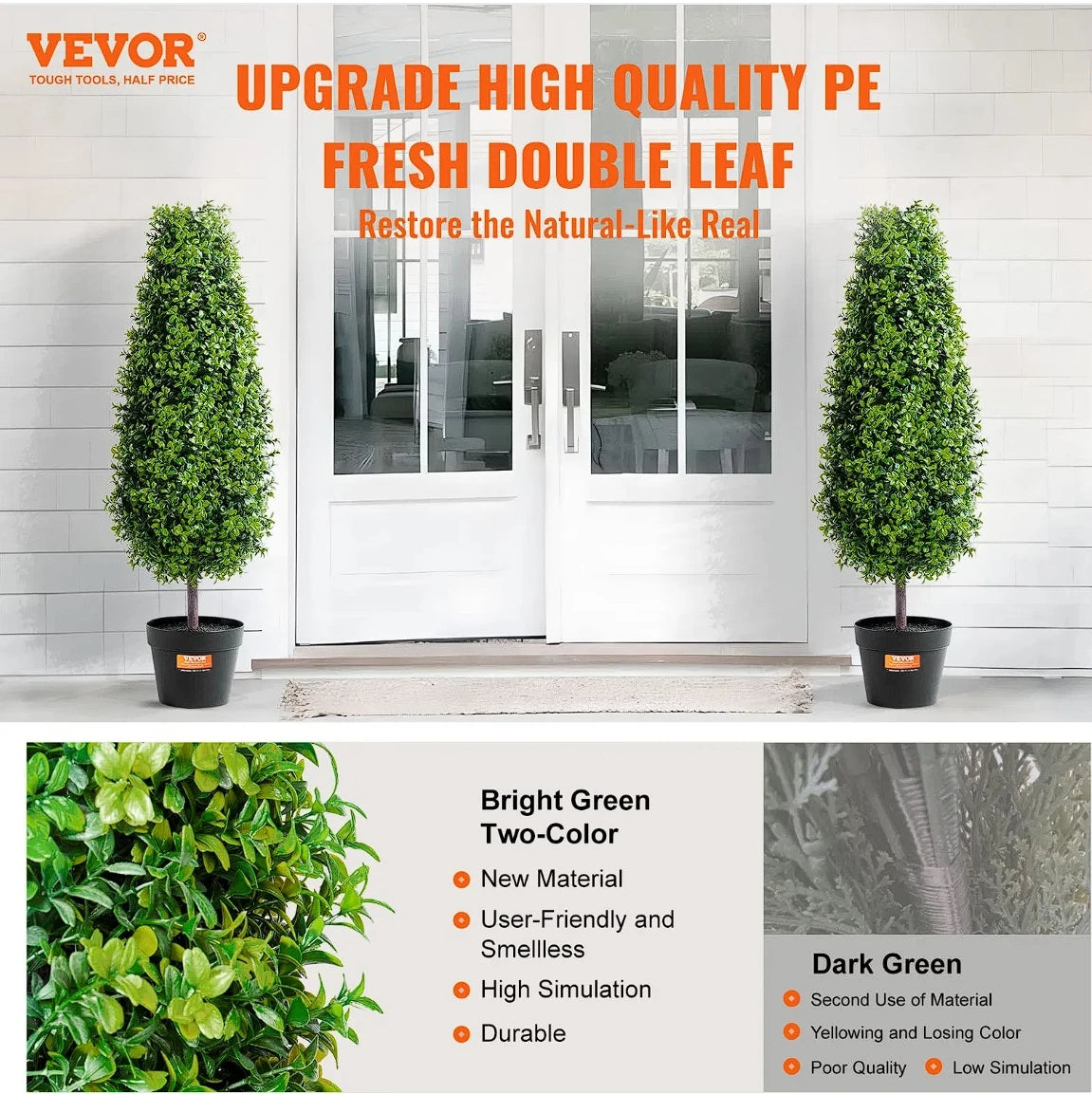 VEVOR 2 Pack 3 Foot Artificial Boxwood Topiary Tree Faux Plant UV Resistant Decor for Indoor and Outdoor Use
