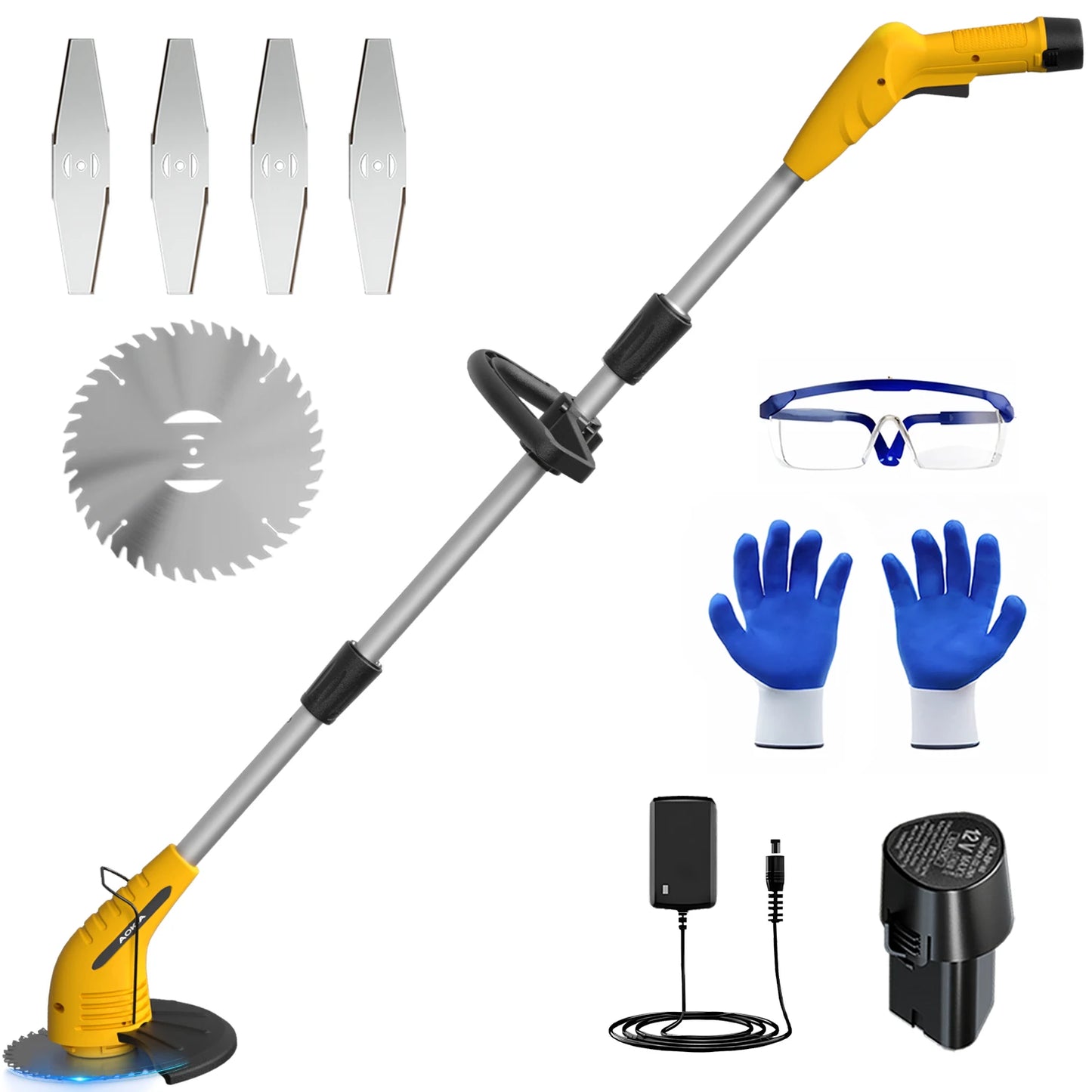 Aokia Cordless Electric Lawn Mower Telescopic Handle