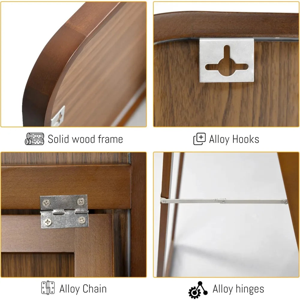 Wooden full-length mirror, 63 "18" floor or wall mounted, solid wood frame with rounded corners, bedroom vanity mirror