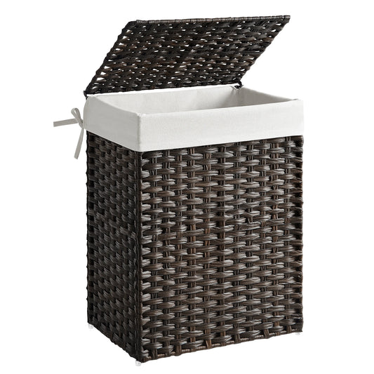 SONGMICS Laundry Hamper With Lid Synthetic Rattan Foldable