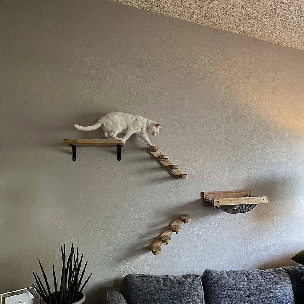 PETRAVELCN Cat Wall Mounted Hammock And Scratching Posts Set