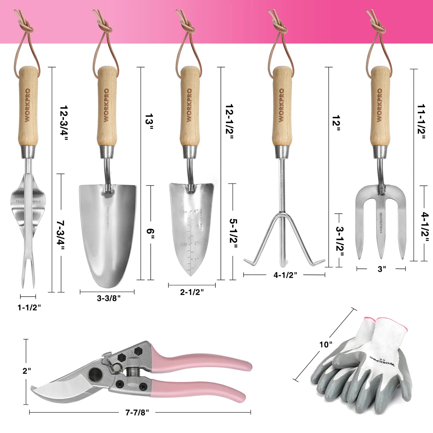 WORKPRO 8 Piece Garden Tool Set with Tote and Gloves