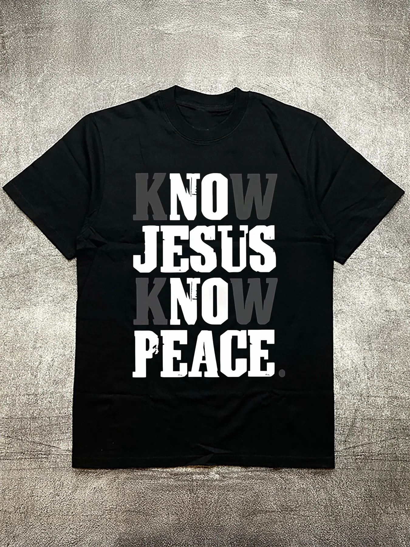 220g Cotton Men's Black T Shirt Know Jesus Know Peace Religious Theme