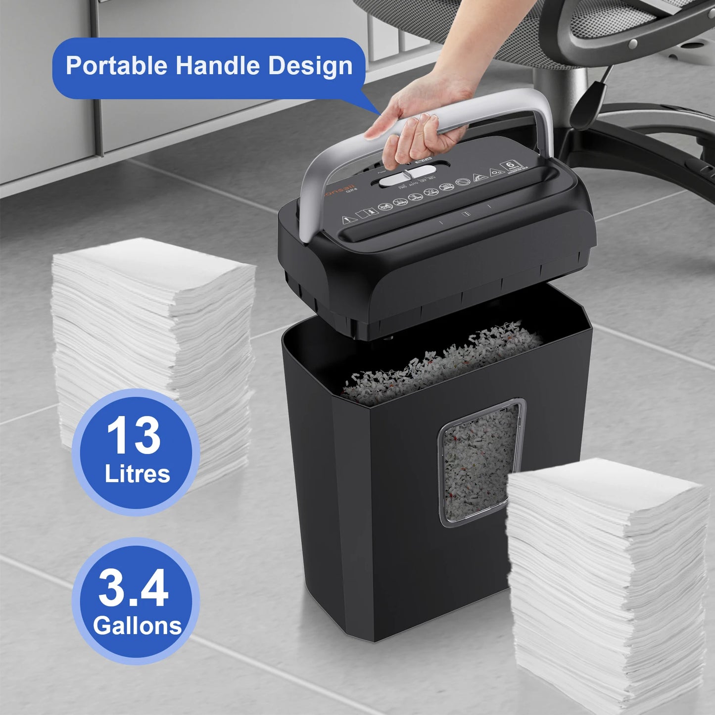 Bonsaii 6-Sheet Cross Cut Paper Shredder for Home Office