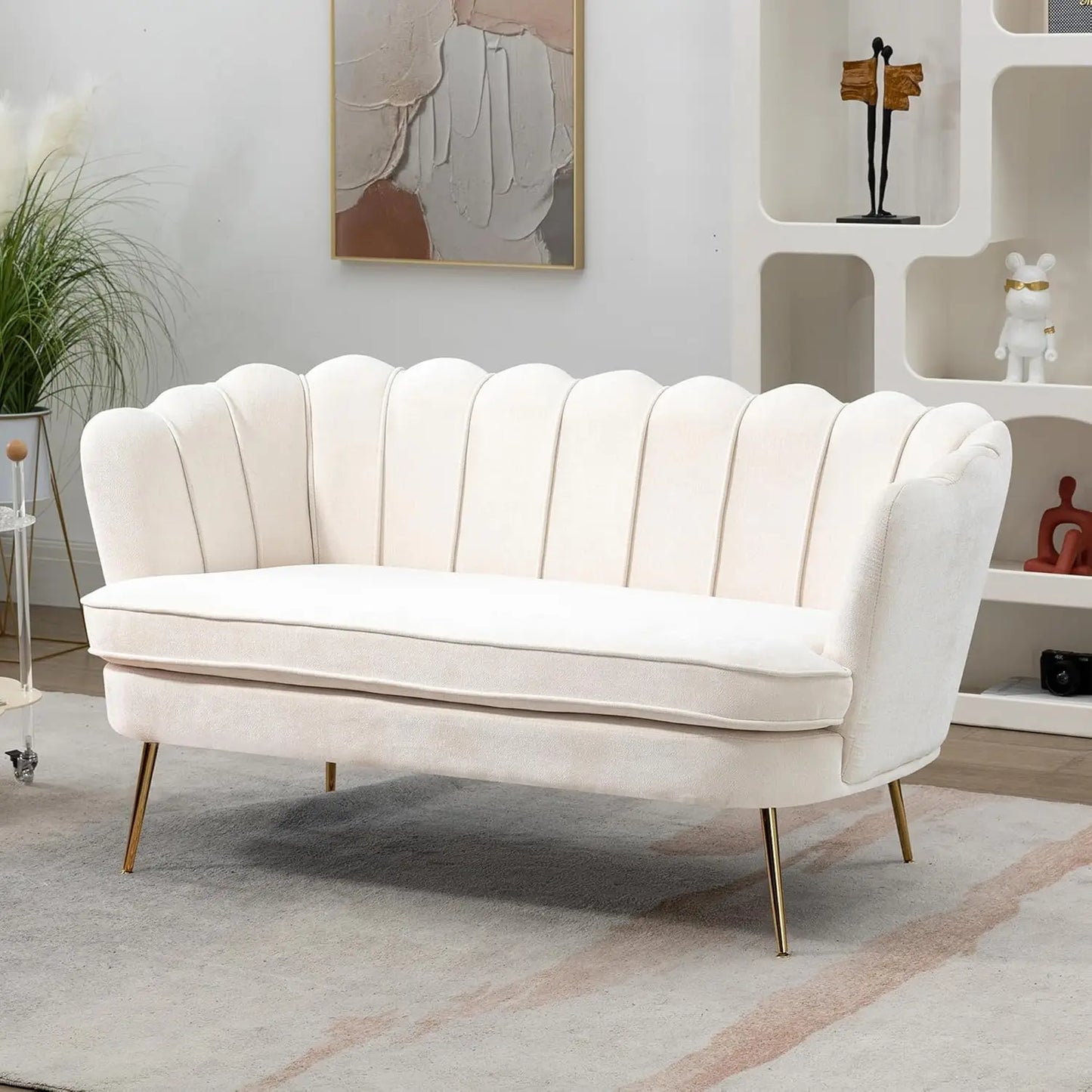 XMSJ Modern Chenille Loveseat Sofa With Flower Back