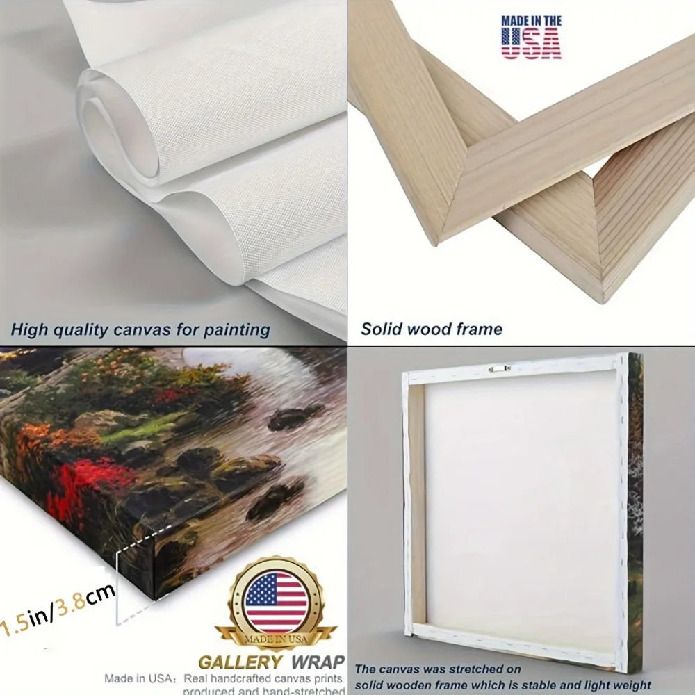 1.5 Inch Thick Pine Solid Wood Frame Natural Scenery Canvas Mural Ocean Sunset Coast Scenery Beach Picture Wall Decoration