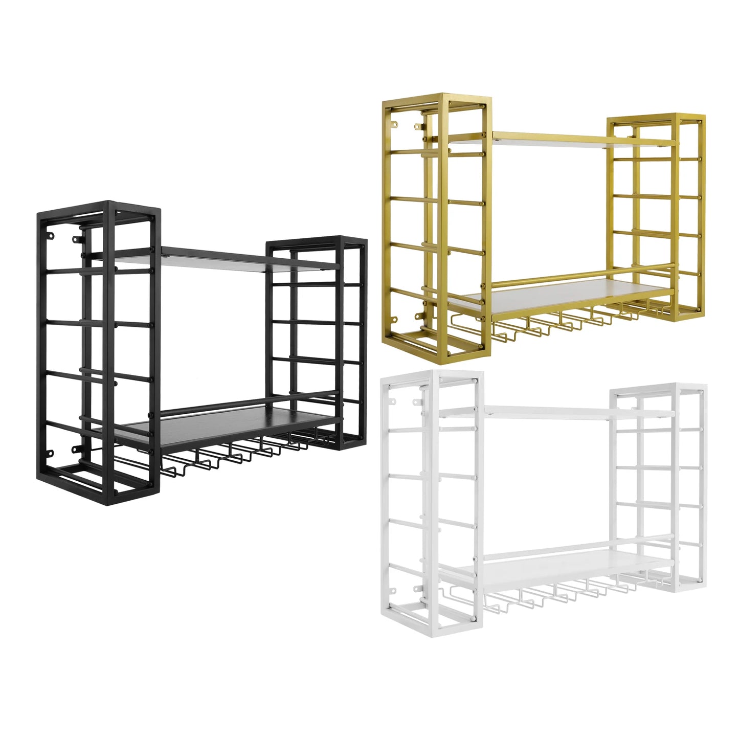White/Black/Gold Wall Mounted Wine Rack Wine Storage Display Shelf Hanging Wall Bar Shelf