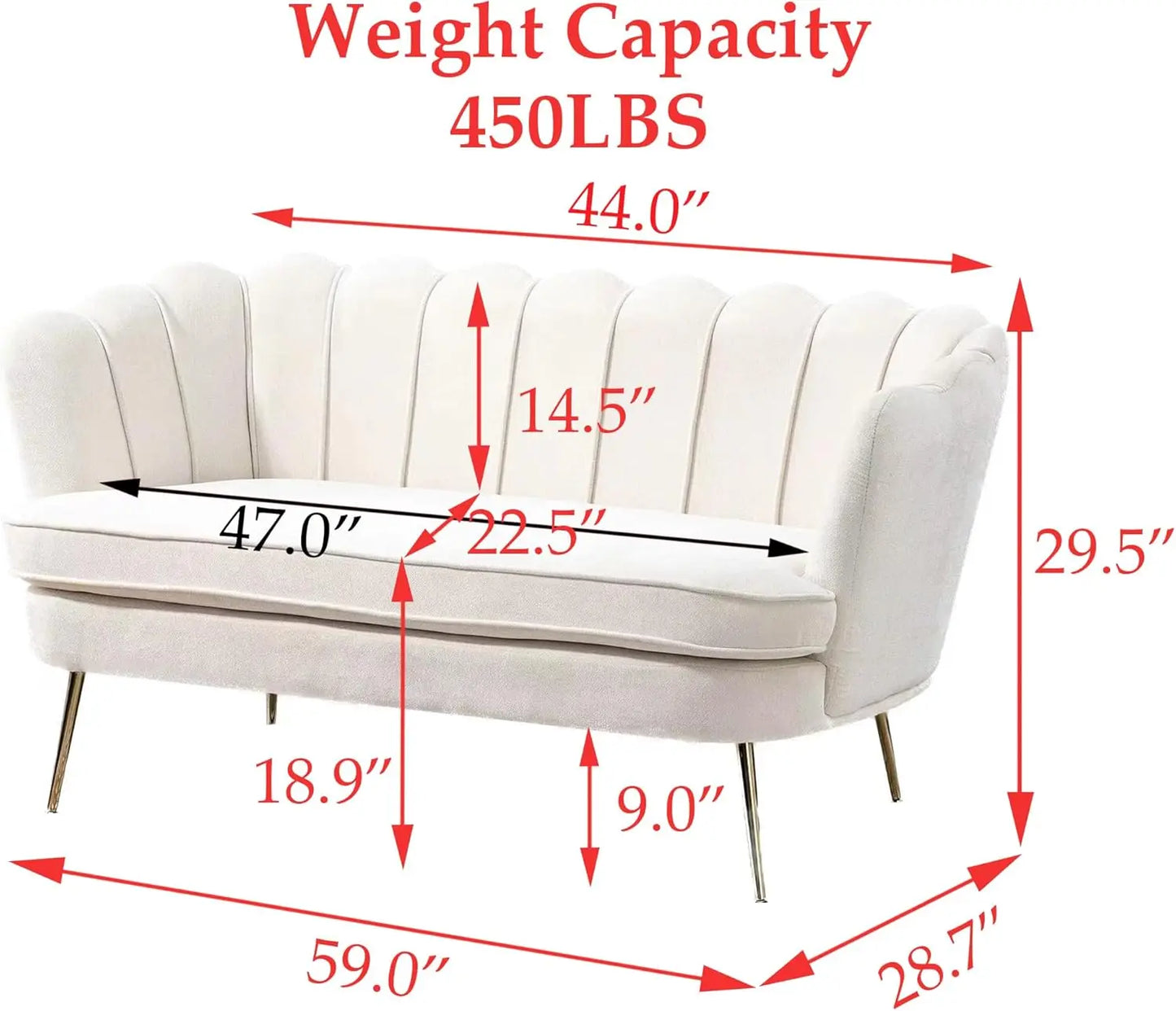 XMSJ Modern Chenille Loveseat Sofa With Flower Back