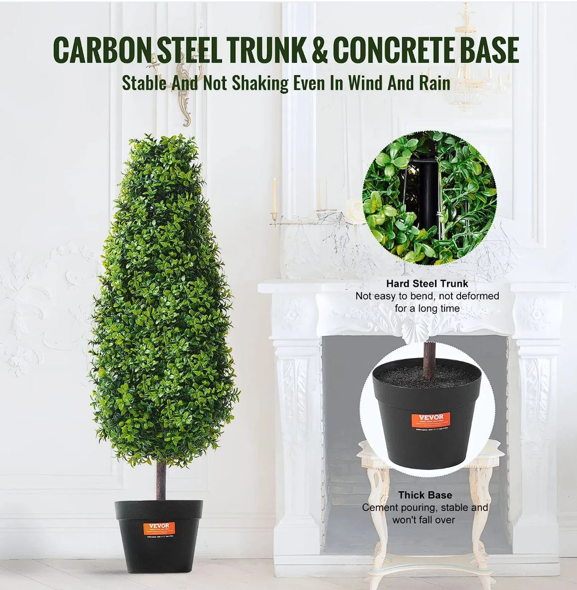 VEVOR 2 Pack 3 Foot Artificial Boxwood Topiary Tree Faux Plant UV Resistant Decor for Indoor and Outdoor Use